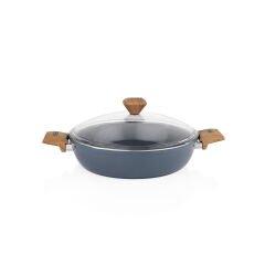 Fiesta Seramik Basık Tencere - Siyah / Açık Kahverengi - 30 cm