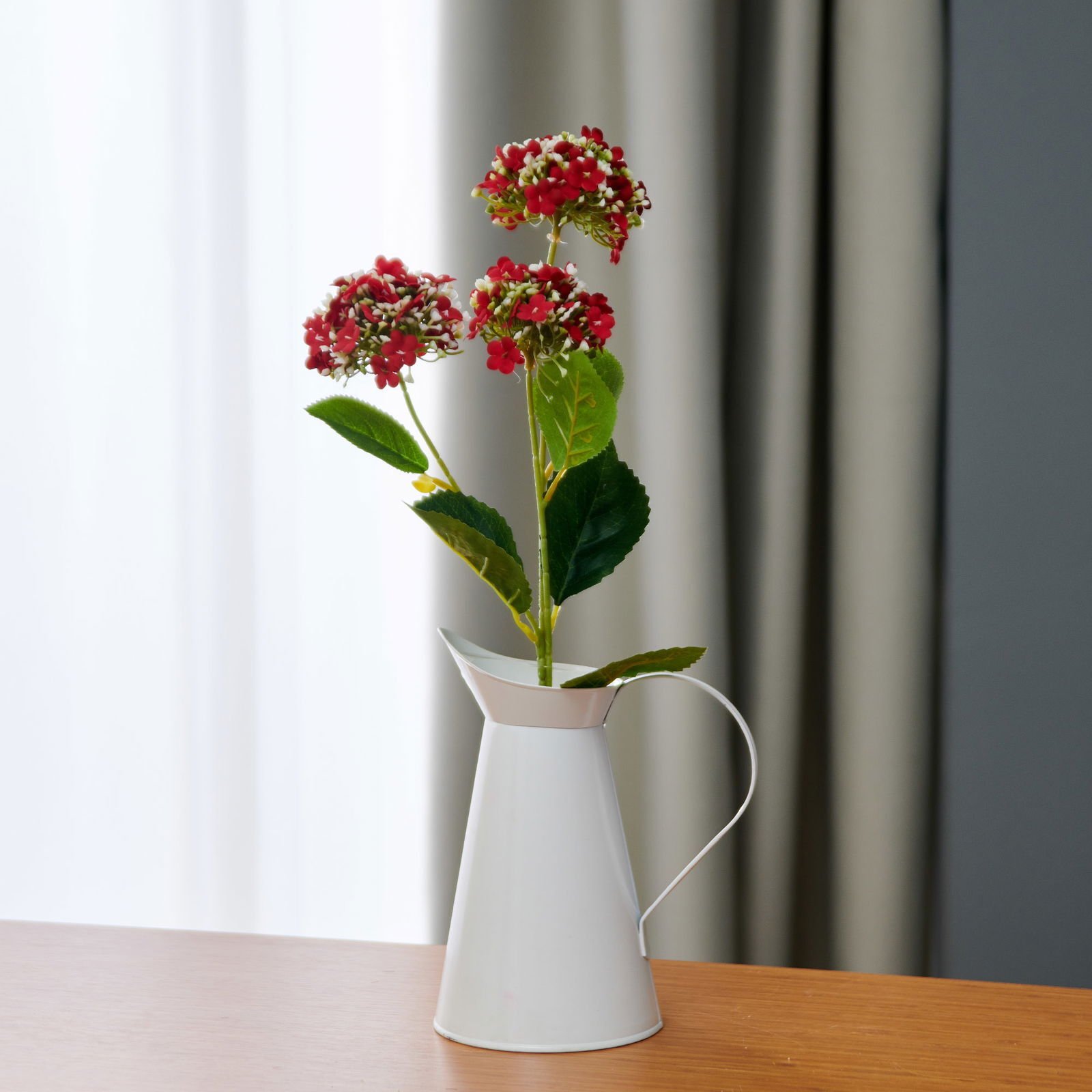 Dekoratif Tomurcuklu Ortanca - Kırmızı - 69 cm