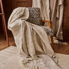 Soft Nemo Koltuk Şalı - Ekru / Antrasit - 180x220 cm