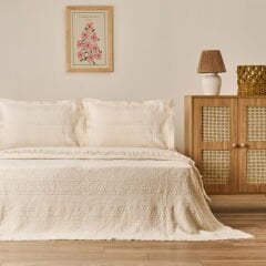 Soft Salhi Çift Kişilik Yatak Örtüsü Seti - Krem - 230x240 cm
