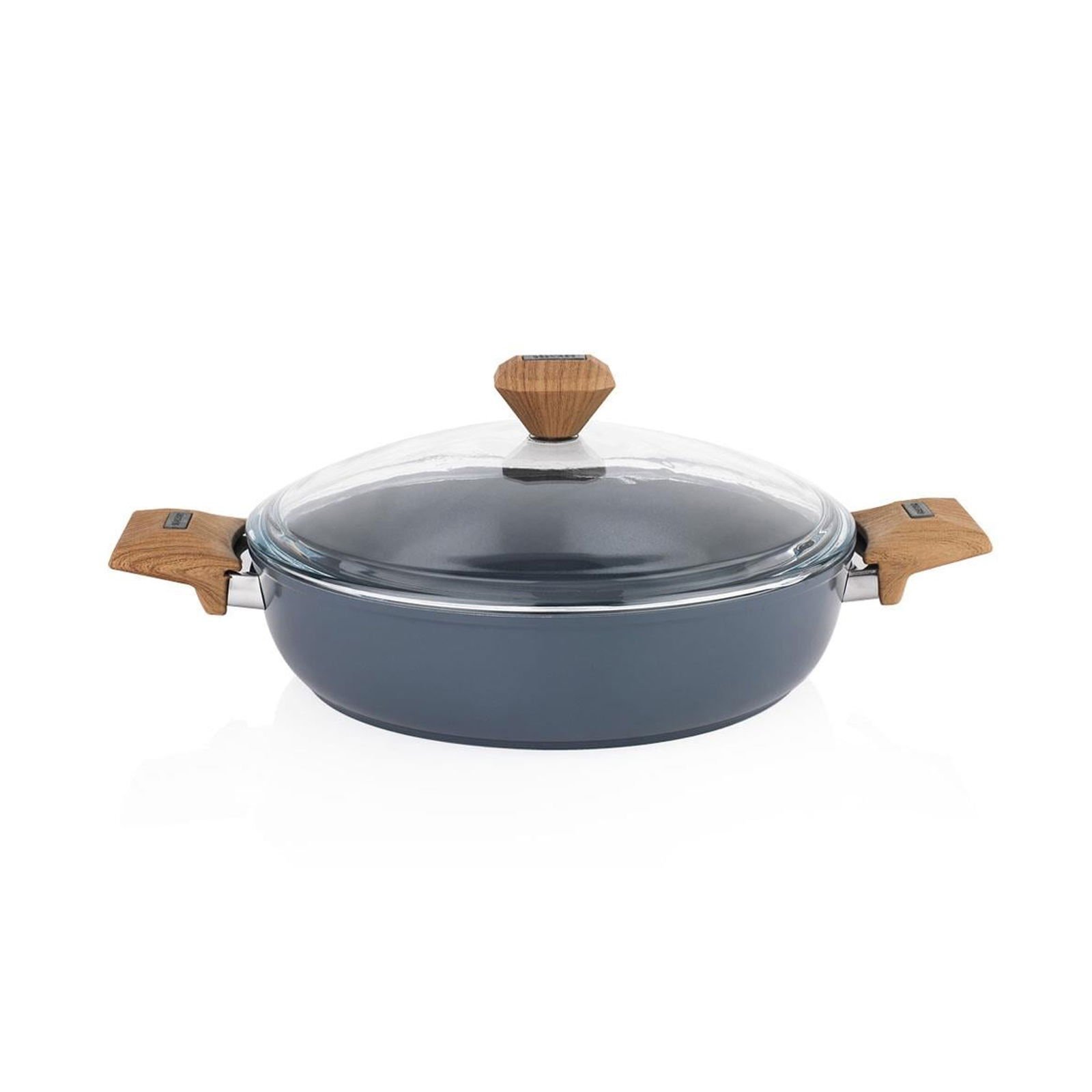 Fiesta Seramik Basık Tencere - Siyah / Açık Kahverengi - 26 cm