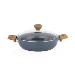 Fiesta Seramik Basık Tencere - Siyah / Açık Kahverengi - 26 cm