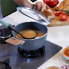 Fiesta Seramik Derin Tencere - Siyah / Açık Kahverengi - 20 cm