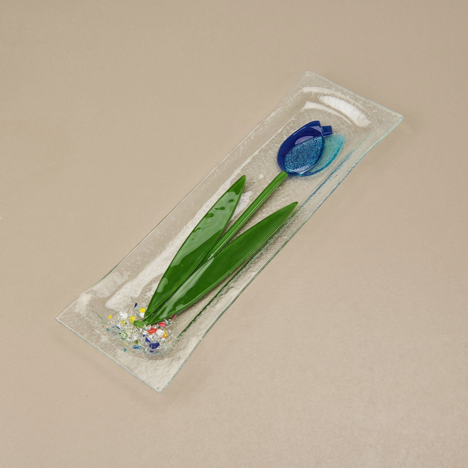 Deco Lale Cam Tabak - Mavi - 28x8 cm