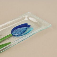 Deco Lale Cam Tabak - Mavi - 28x8 cm