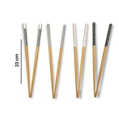 8 Parça Bambu Chopstick - Asorti - 23 cm