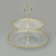 Kitchen Zelazo İki Katlı Kurabiyelik - Şeffaf / Altın