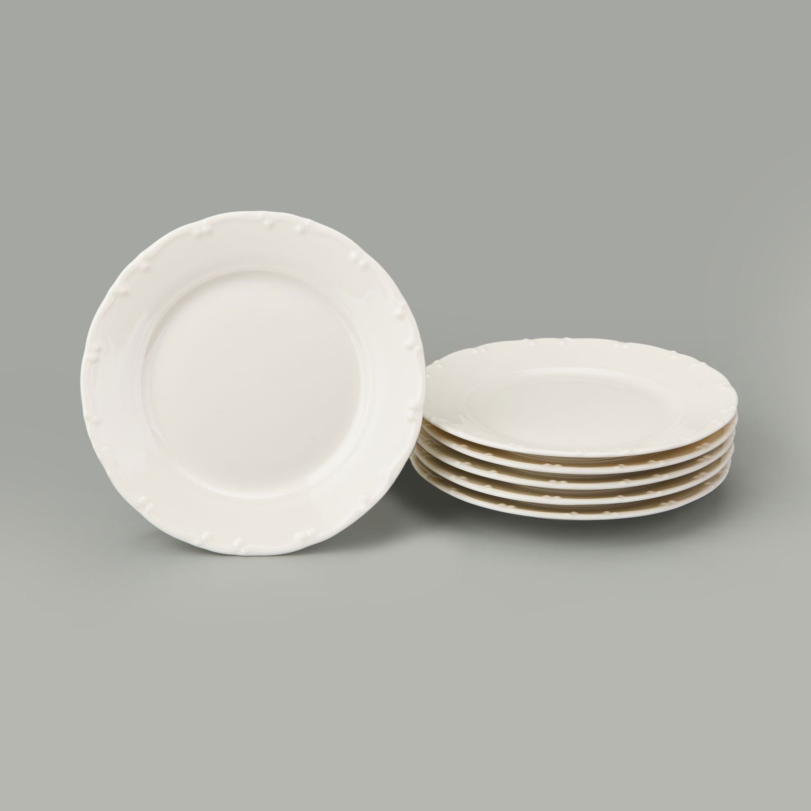 Porselen Liana 6'lı Tatlı Tabağı - Krem - 19 cm