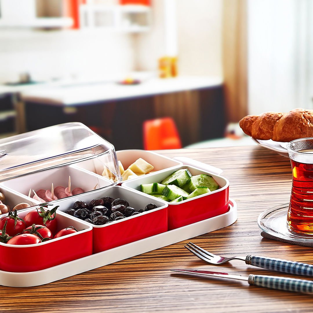 Çift Renkli 6 Bölmeli Kahvaltılık