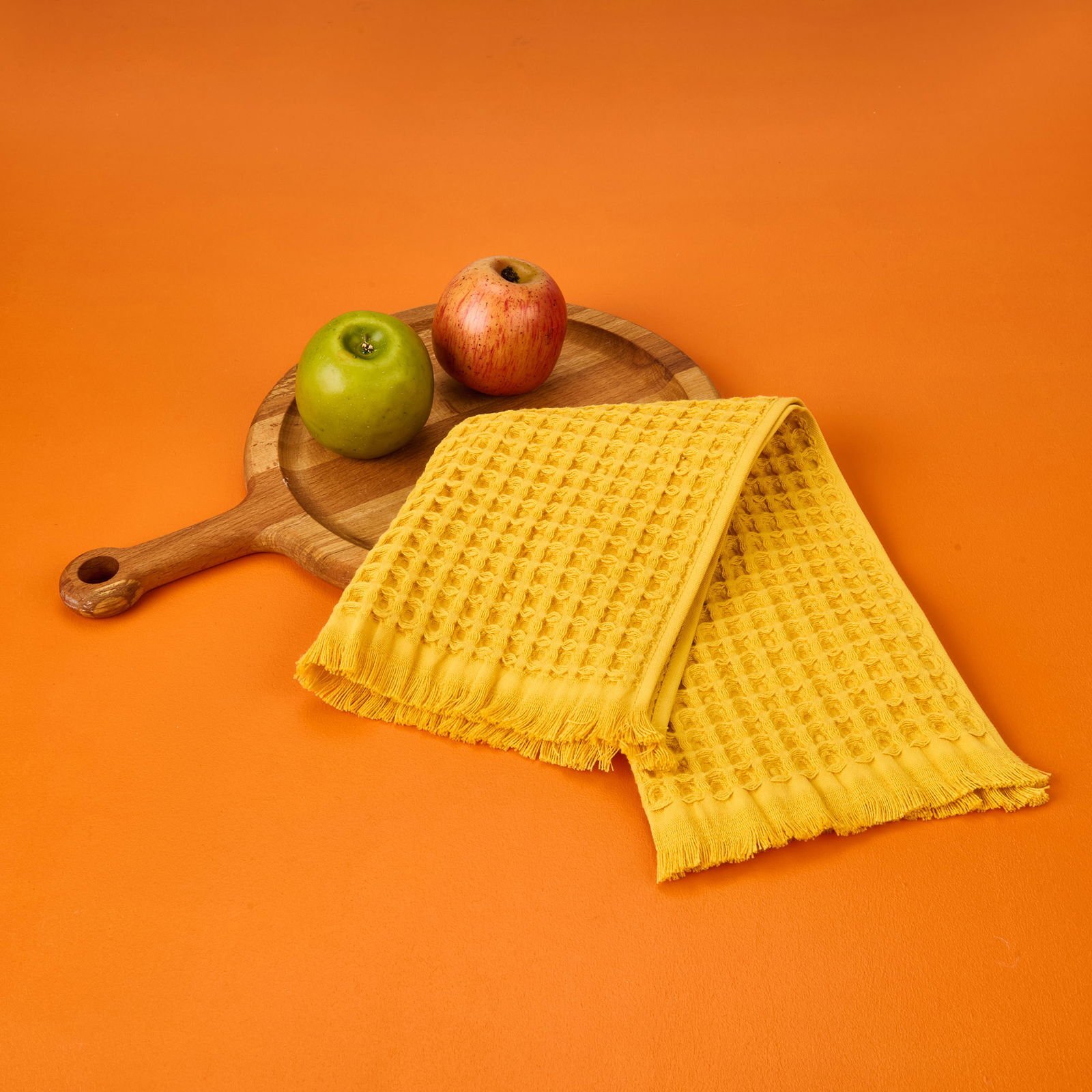 Soft Waffle Mutfak Havlusu - Hardal - 30x45 cm