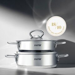 Silver Paslanmaz Çelik Sahan Seti - Gri - 18 cm + 20 cm