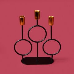 Deco Cerchio Şamdan - Siyah / Gold - 26 cm