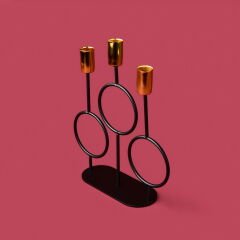 Deco Cerchio Şamdan - Siyah / Gold - 26 cm