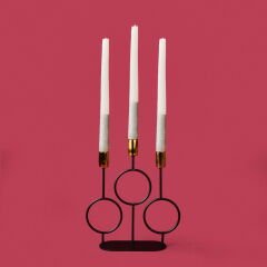 Deco Cerchio Şamdan - Siyah / Gold - 26 cm