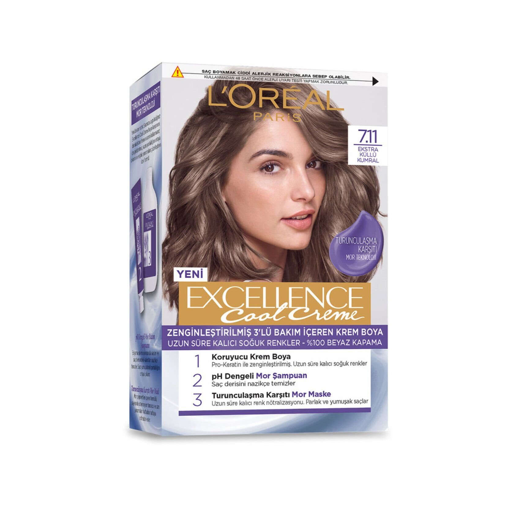 L’Oréal Paris Excellence Cool Creme Saç Boyası – 7.11 Ekstra Küllü Kumral