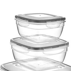 Fresh Box Kare 3'lü Saklama Kabı - 600-1000-1700 ml