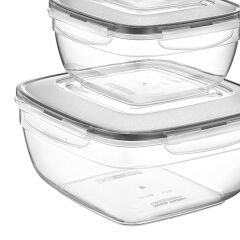 Fresh Box Kare 3'lü Saklama Kabı - 600-1000-1700 ml