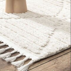 Bilbao Bright White Modern İskandinav Halı - Krem - 120x180 cm