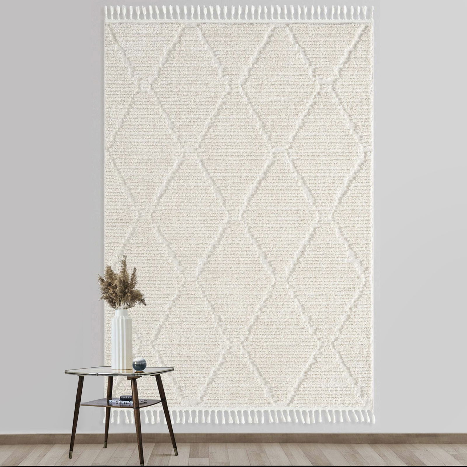 Bilbao Bright White Modern İskandinav Halı - Krem - 120x180 cm