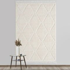 Bilbao Bright White Modern İskandinav Halı - Krem - 120x180 cm