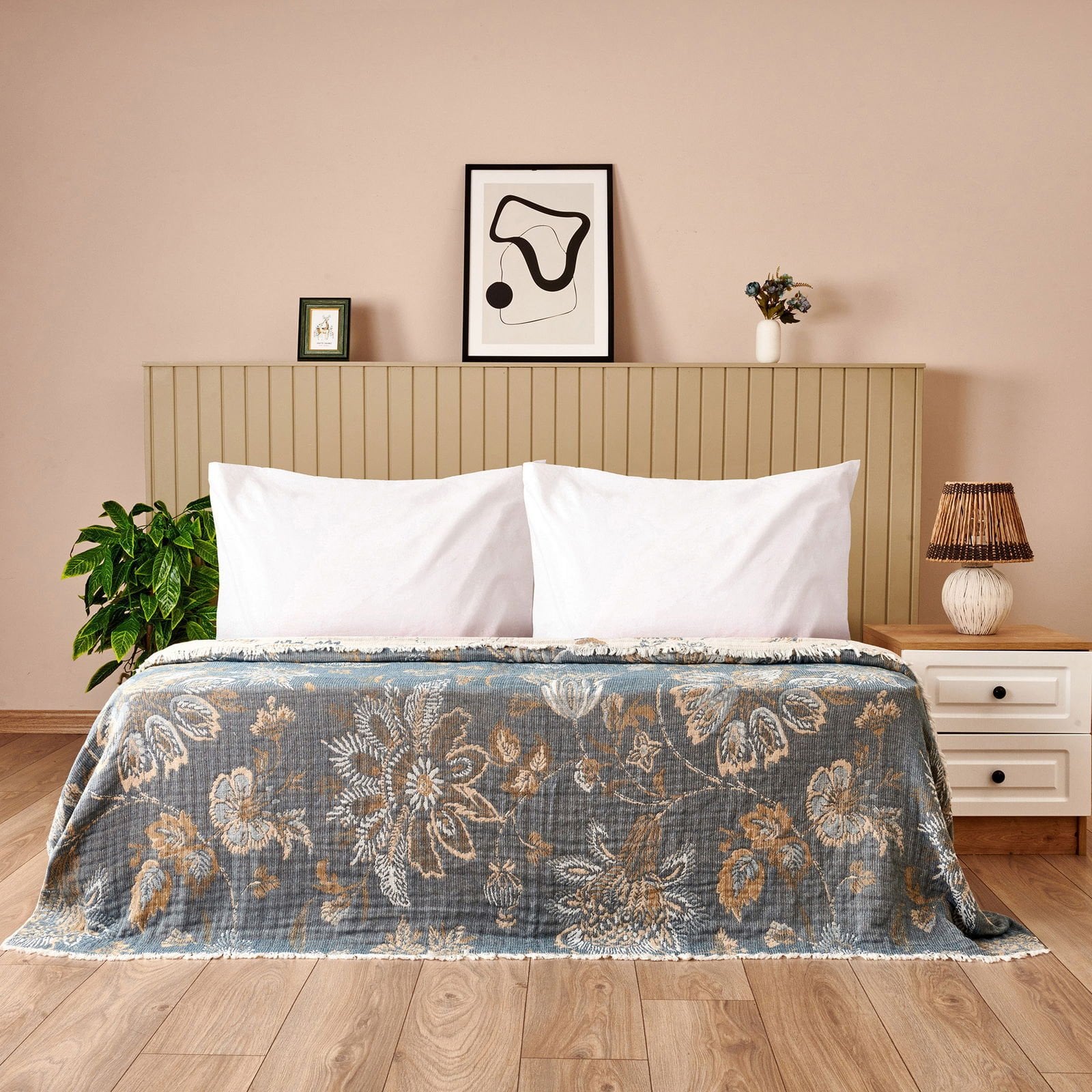 Soft Mavera Çift Kişilik Yatak Örtüsü - Mavi - 230x240 cm