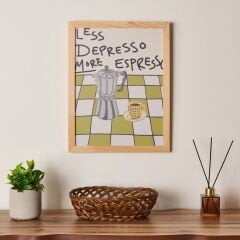 Deco Less Depresso More Espresso Duvar Panosu - Renkli - 30x40 cm