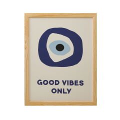 Deco Good Vibes Only Duvar Panosu - Mavi / Beyaz - 30x40 cm