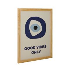 Deco Good Vibes Only Duvar Panosu - Mavi / Beyaz - 30x40 cm