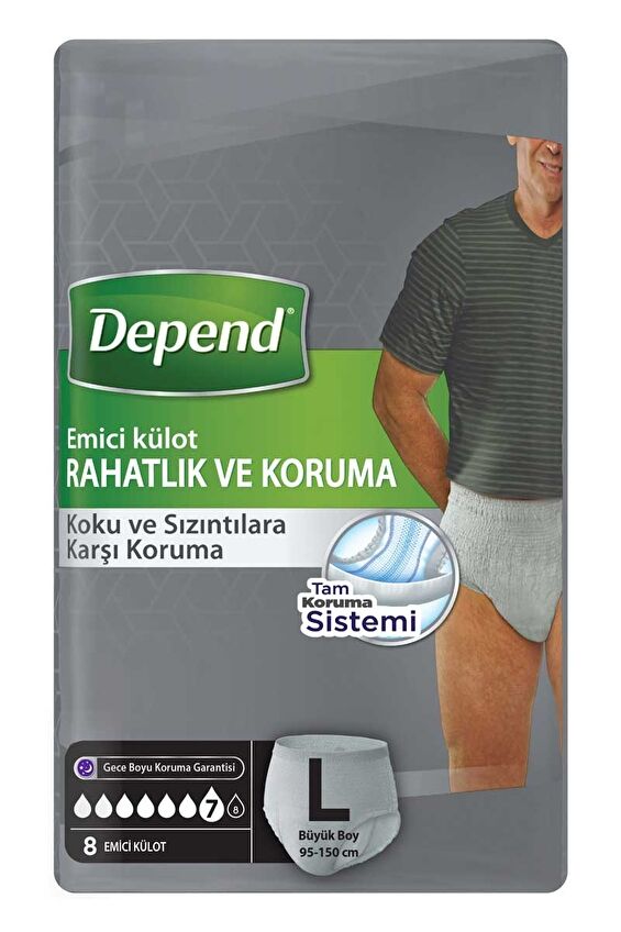 Depend Emici Külot Büyük Boy Erkek 8'li