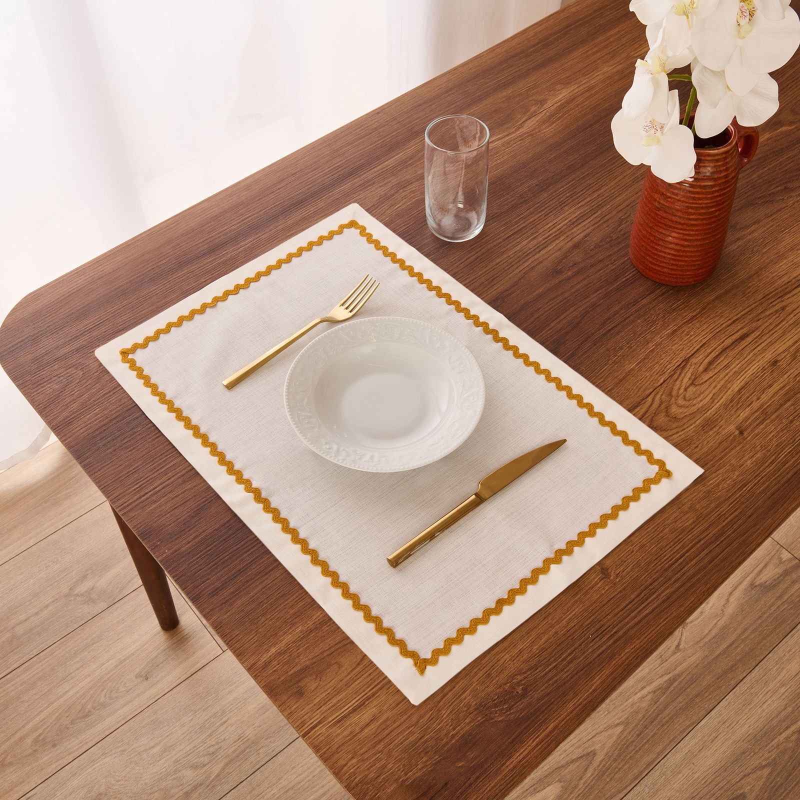 Soft Mustard 2'li Amerikan Servis - Beyaz - 35x50 cm