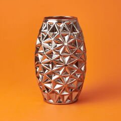 Deco Safir Vazo - Gümüş - 26 cm