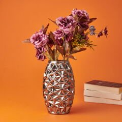 Deco Safir Vazo - Gümüş - 26 cm