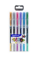 Pensan 6'lı Jelly Glitter Simli Jel Kalem
