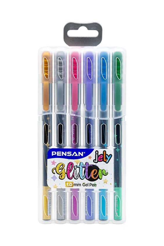 Pensan 6'lı Jelly Glitter Simli Jel Kalem