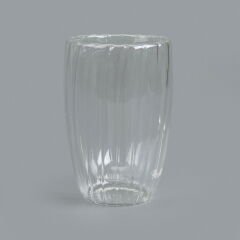 Stripe Çift Cidarlı Bardak - Şeffaf - 450 ml