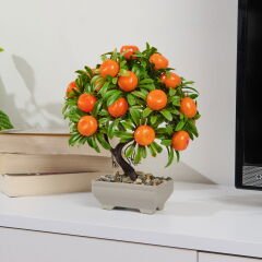 Dekor Yapay Mandalina Ağacı - Turuncu - 24x18 cm