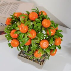 Dekor Yapay Mandalina Ağacı - Turuncu - 24x18 cm