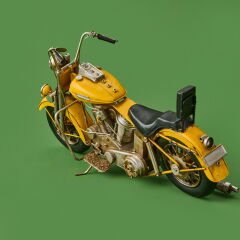 Home Dekoratif Metal Motosiklet - Sarı - 41x22 cm