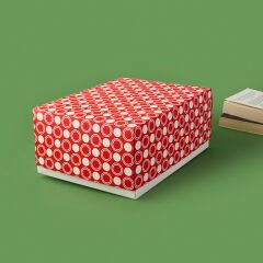 Deco Puantiyeli Hediye Kutusu - Kırmızı - 36x26x15 cm