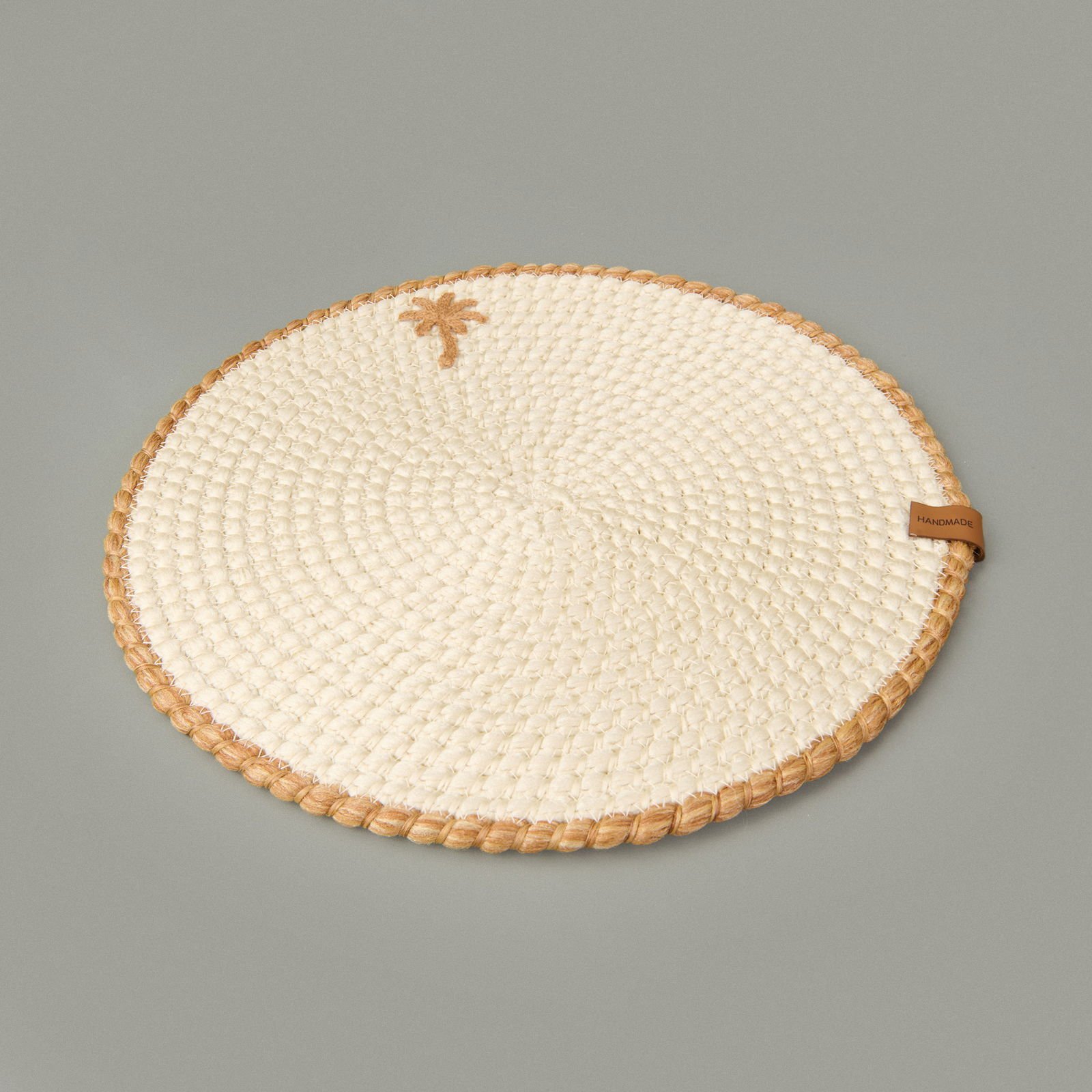 Soft Palm Nakışlı Supla - Ekru - 33x33 cm