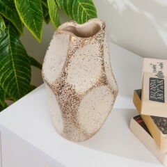 Deco Urthania Vazo - Bej / Gold - 25 cm