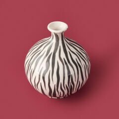 Deco Elegant Curves Vazo - Siyah / Beyaz - 28 cm