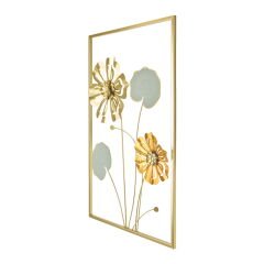 Deco Gerbera Metal Tablo - Altın / Gri - 40x60 cm