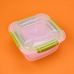 Plastik Kare Sızdırmaz Kilitli Saklama Kabı - Haki