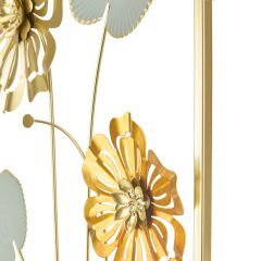 Deco Gerbera Metal Tablo - Altın / Gri - 40x60 cm