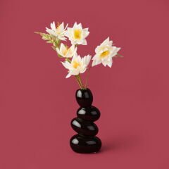 Deco Elegant Curves Vazo - Siyah - 24 cm