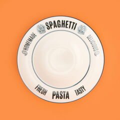 Kitchen Spaghetti Pasta Makarna Tabağı - Beyaz - 27 cm