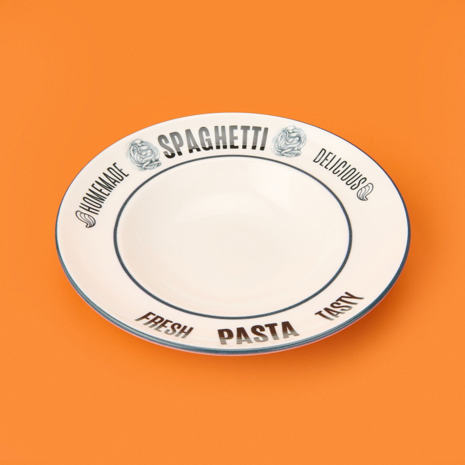 Kitchen Spaghetti Pasta Makarna Tabağı - Beyaz - 27 cm
