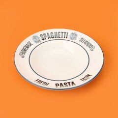Kitchen Spaghetti Pasta Makarna Tabağı - Beyaz - 27 cm