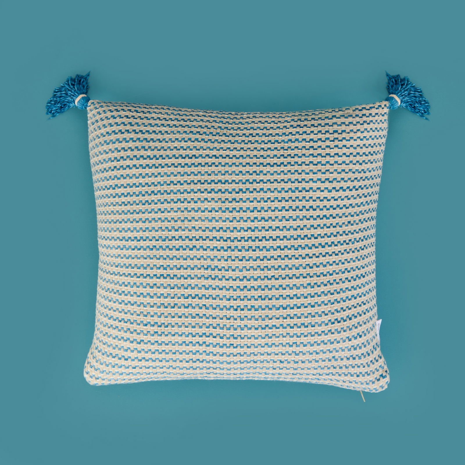 Soft Shiny Kırlent - Bej / Mavi - 45x45 cm